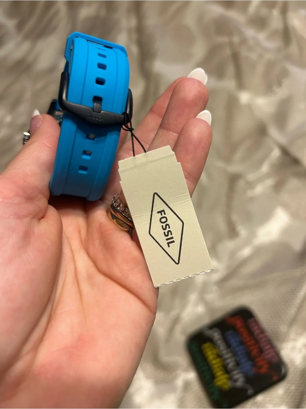 Fossil FB-01 FS5682 Neon Blue Dive Watch NWT
